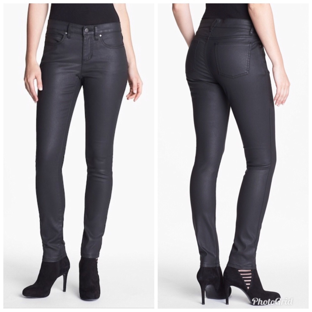 Eileen Fisher 4 Jeans Waxed Denim Skinny Jeans
